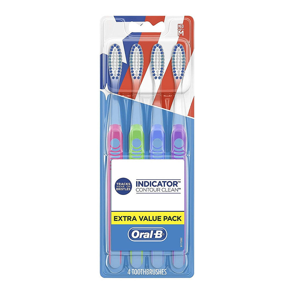 Oral-B Indicator Color Collection Manual Toothbrush Medium, 4 Ct
